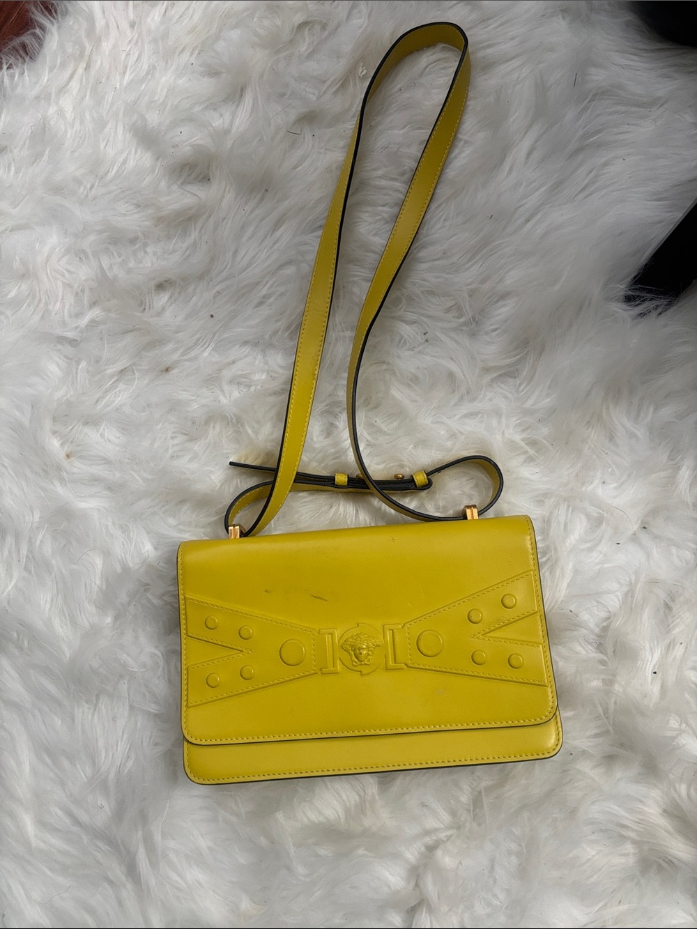 Versace Yellow Leather Medusa Flap Crossbody